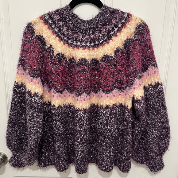 FREE PEOPLE Festive Frost Pullover BlackBerry Wine Combo Size XS - Picture 4 of 12